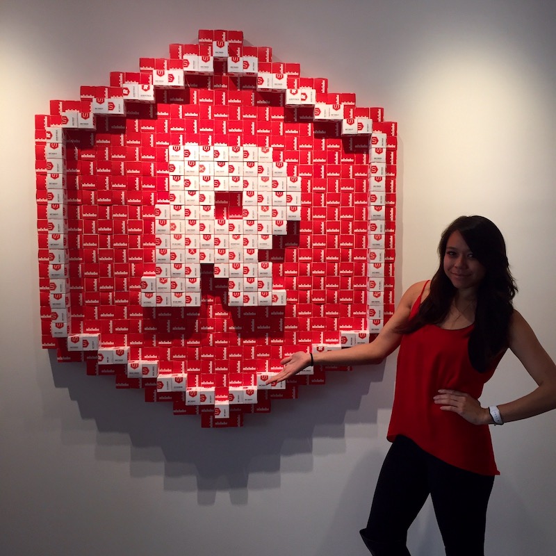 A giant version of the Raizlabs logo made from nearly 6,000 business cards.